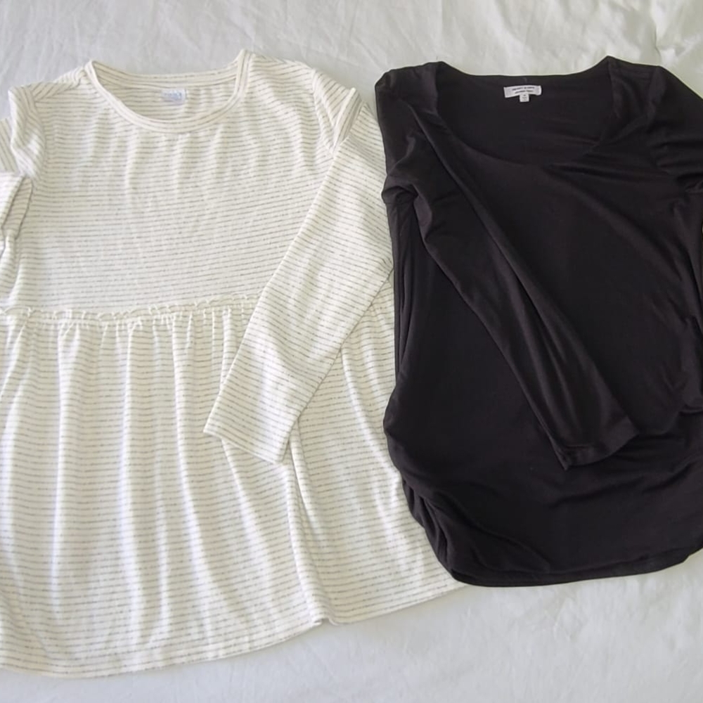 Elegant Women's Long Sleeve Tops - Black and Cream